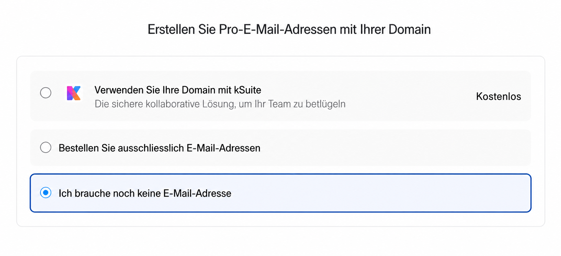 Infomaniak-Option ohne E-Mail-Adresse hervorgehoben