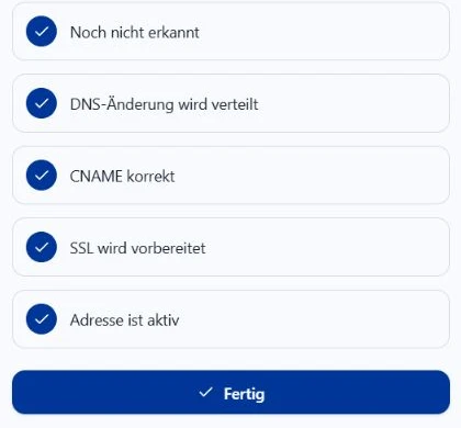 live@-Assistent: Adresse ist aktiv