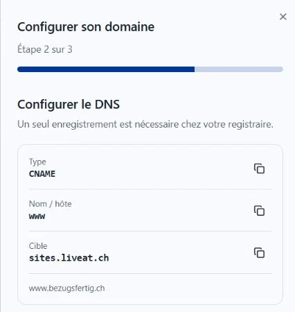 Assistant live@ : valeurs DNS à copier